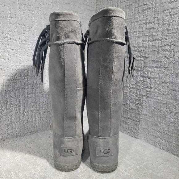 UGG Emerie Women’s Size 6 US Gray Suede Knee High Winter Dress Boots 1106754 - Picture 4 of 10